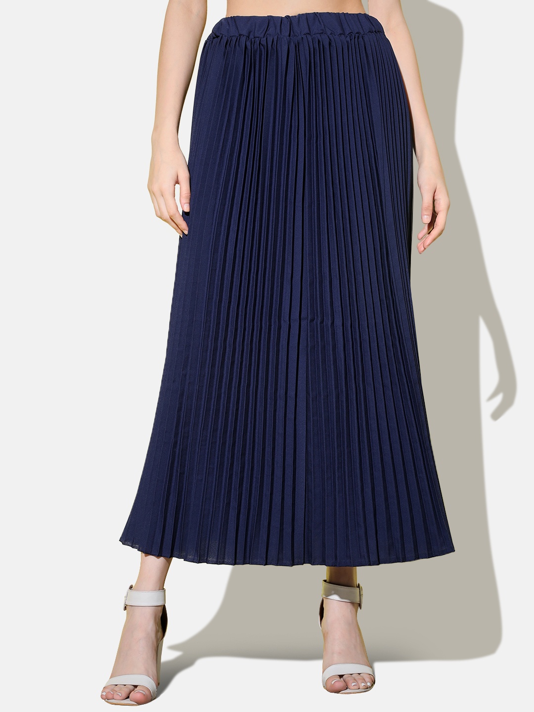 BUY NEW TREND Accordion Pleated A-Line Skirt, Navy blue