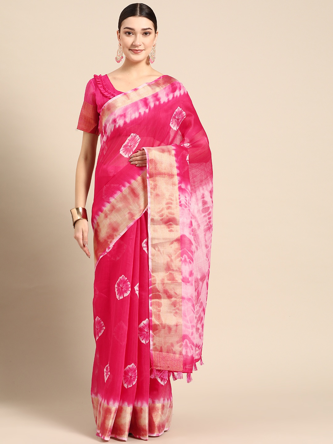 

AHIKA Pink Batik Dyed Saree