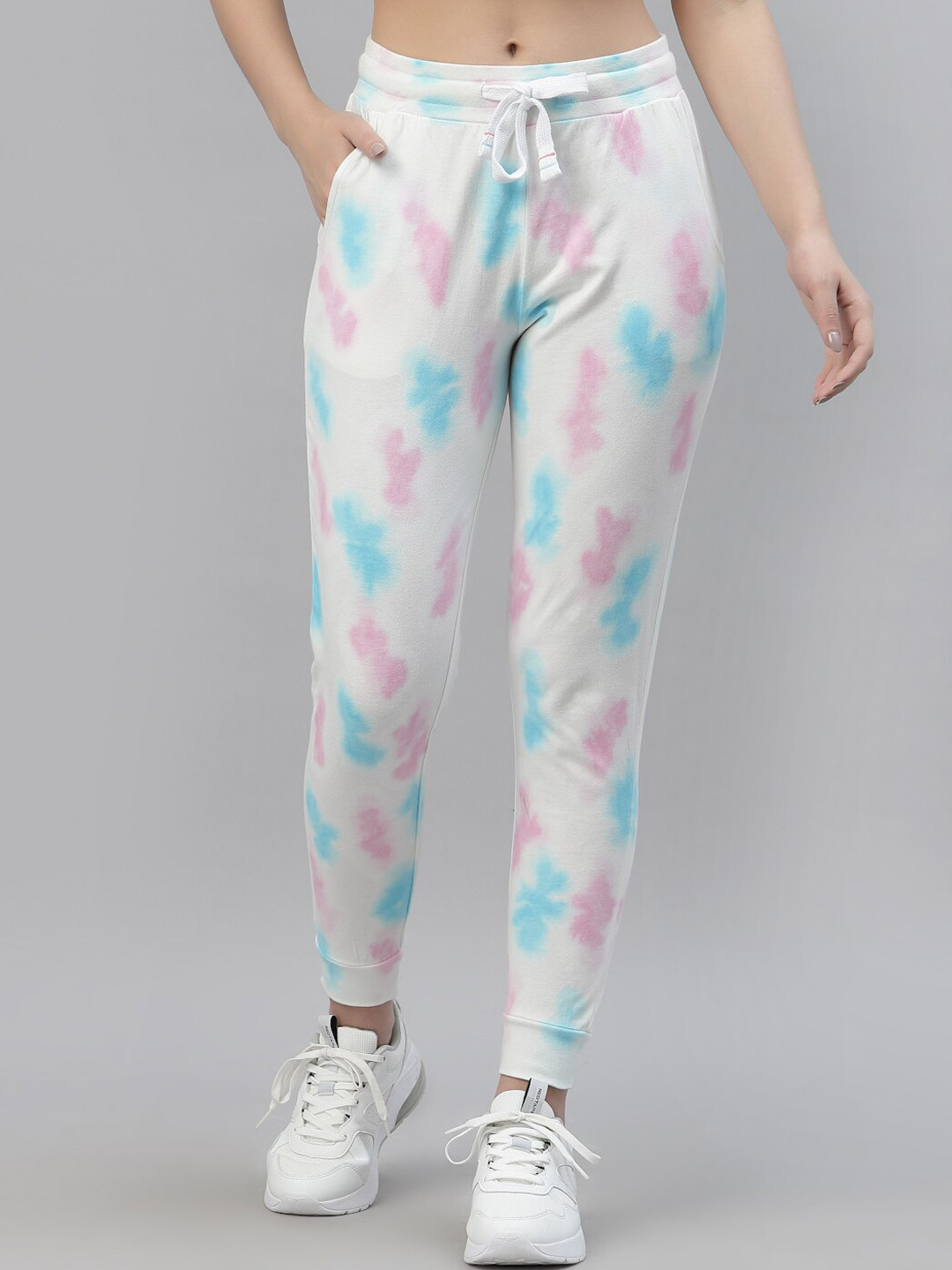 

Nimble Women Cotton Tie & Dye Joggers, White