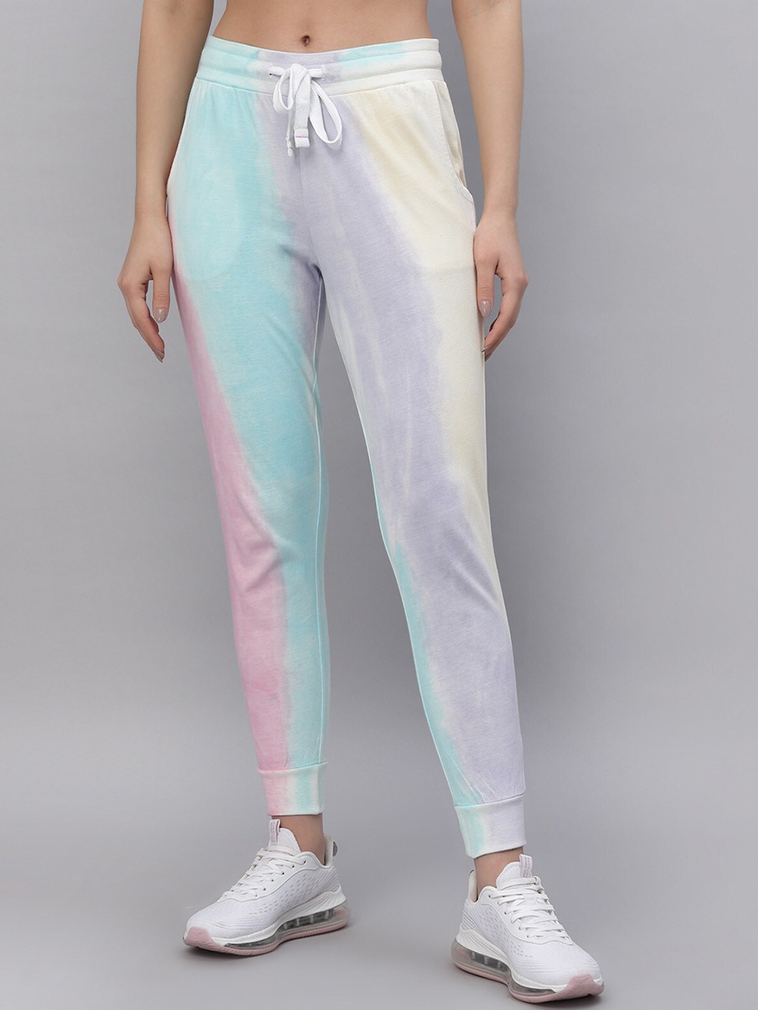 

Nimble Women Printed Cotton Joggers, White