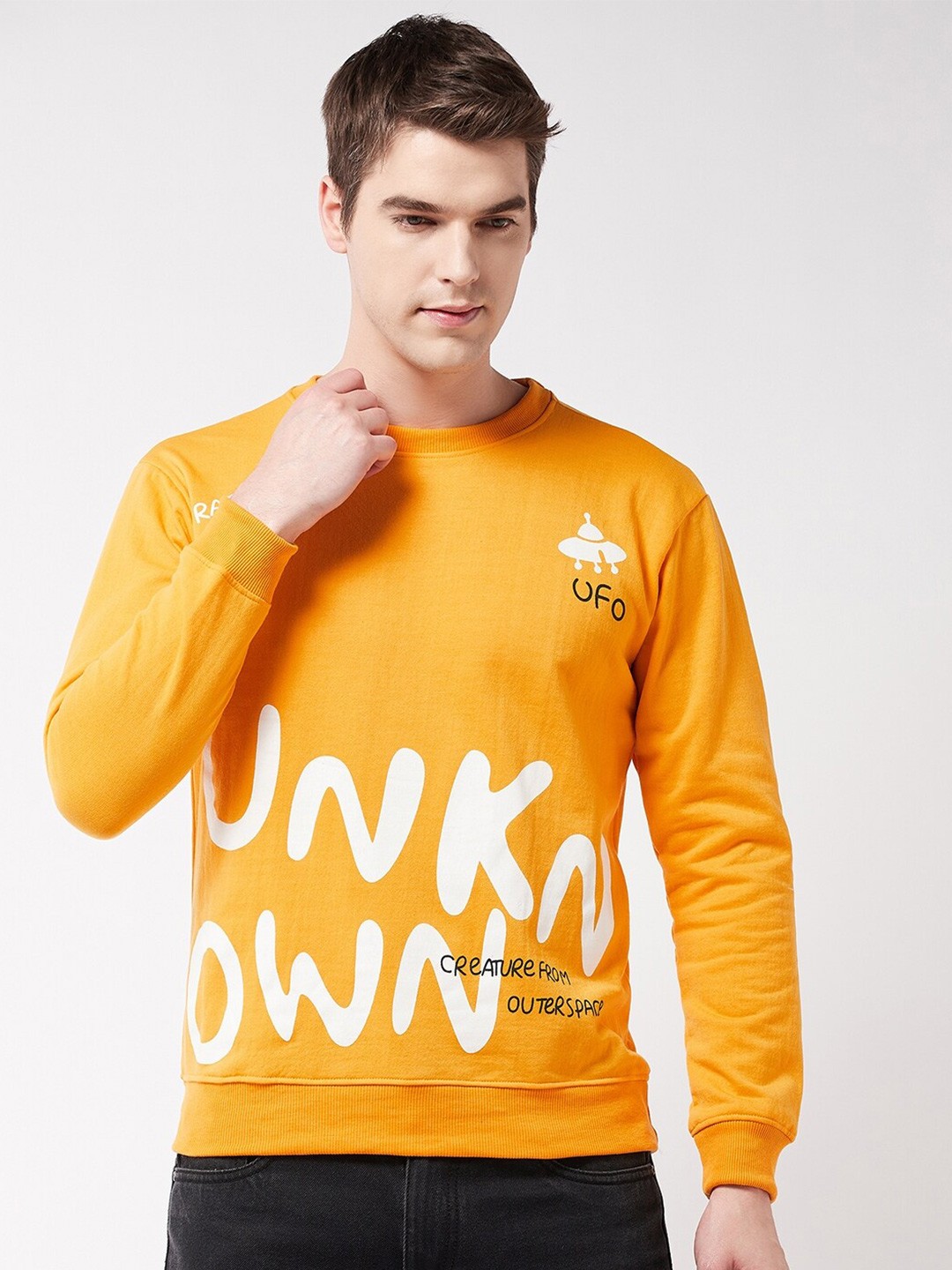 

GRITSTONES Printed Fleece Sweatshirt, Yellow