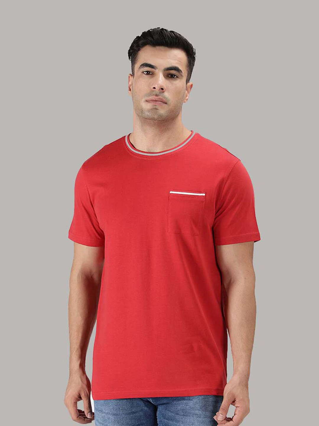 

Nimble Men Round Neck Pure Cotton T-shirt, Red