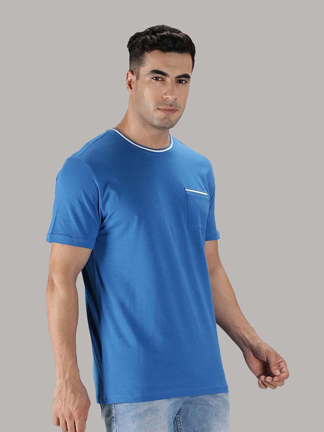 

Nimble Men Round Neck Pure Cotton T-shirt, Blue
