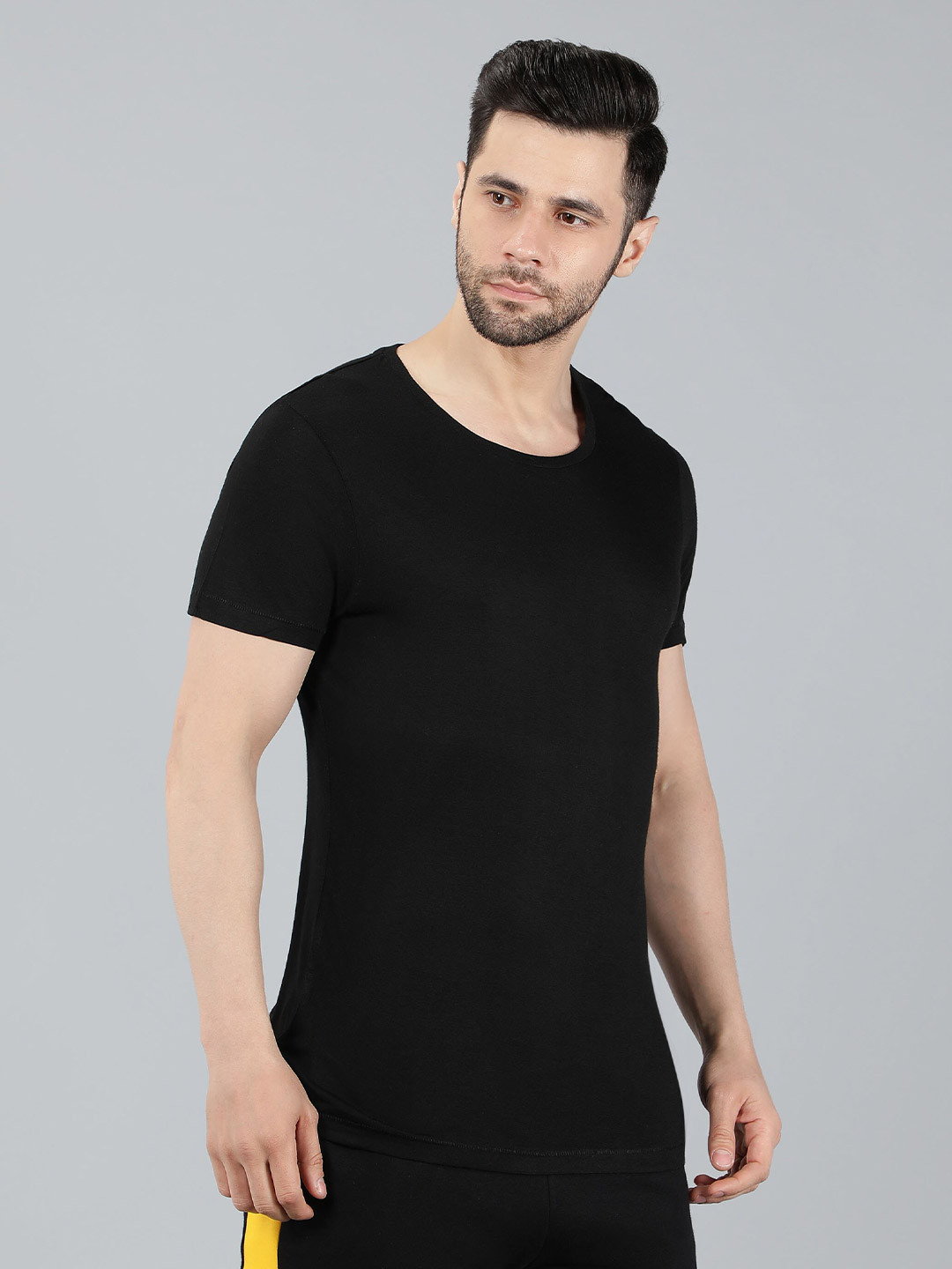 

Nimble Men Round Neck Modal T-shirt, Black