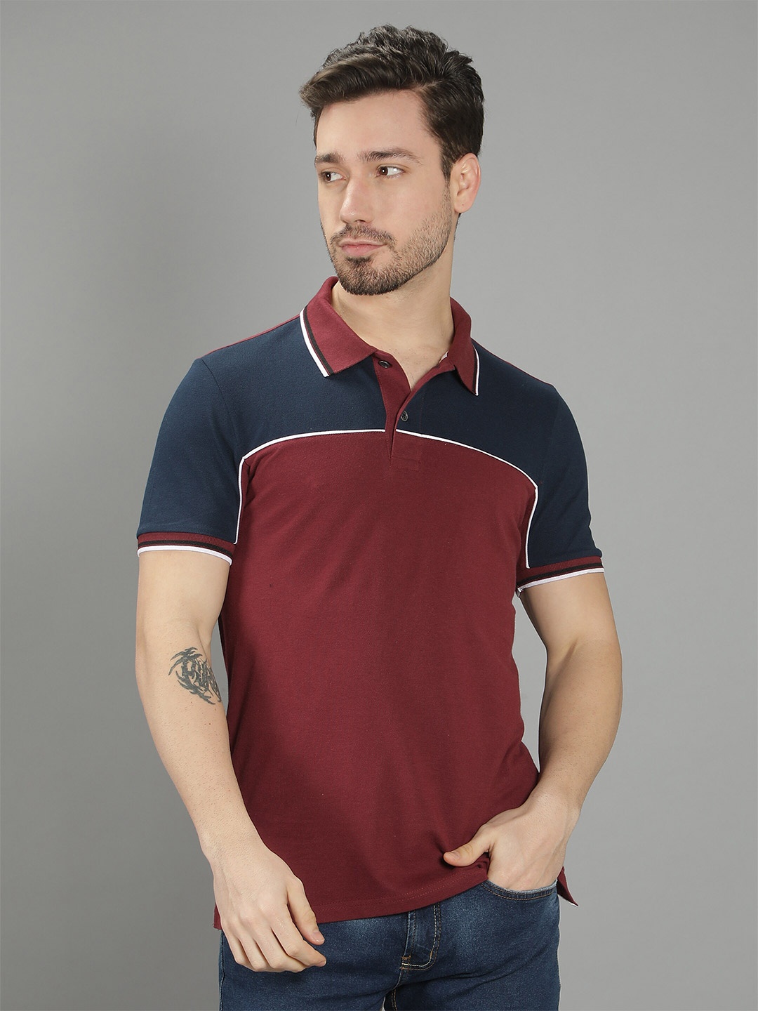 

Nimble Men Pure Cotton Polo Collar T-shirt, Maroon