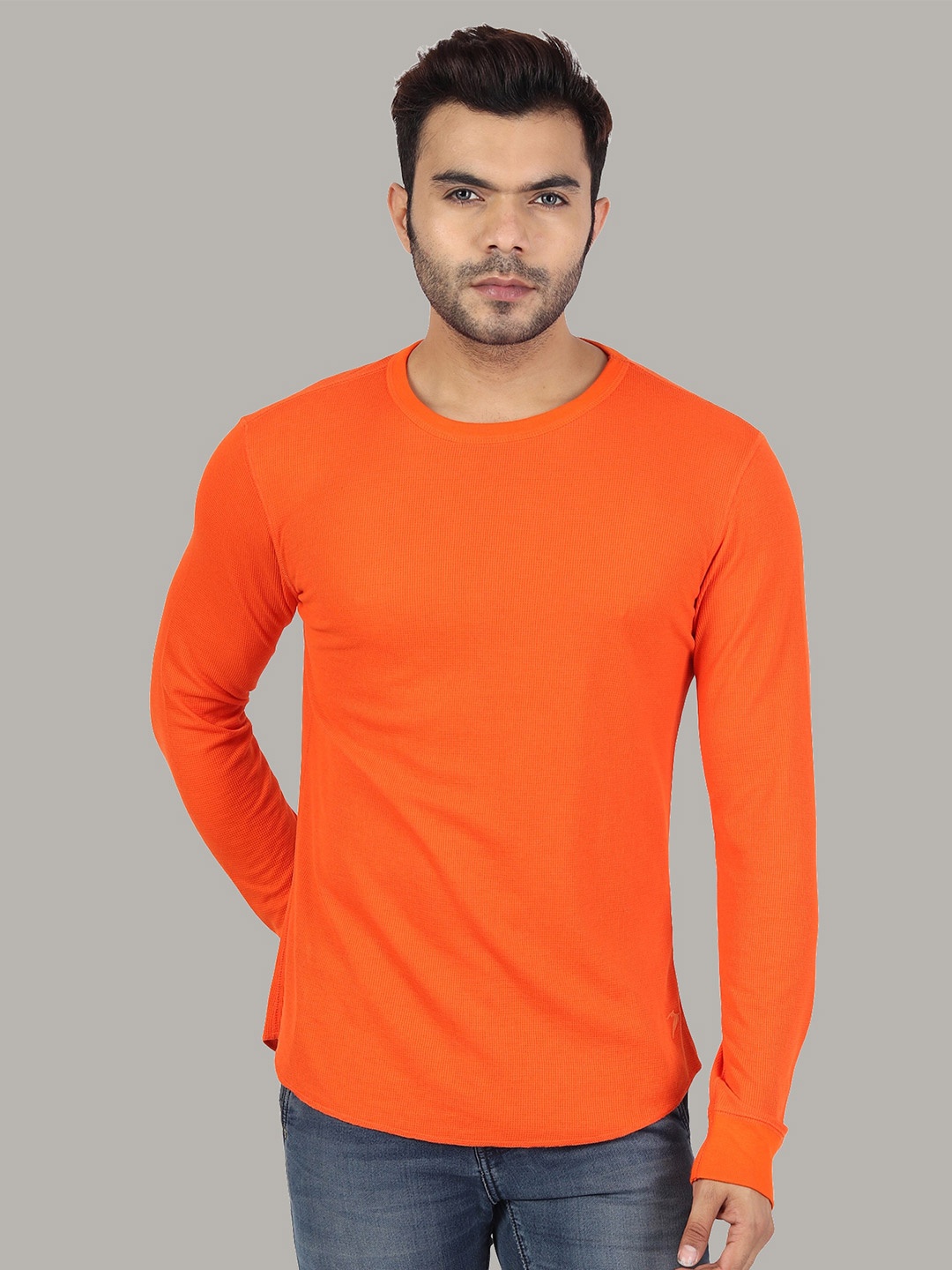 

Nimble Men Orange Henley Neck T-shirt
