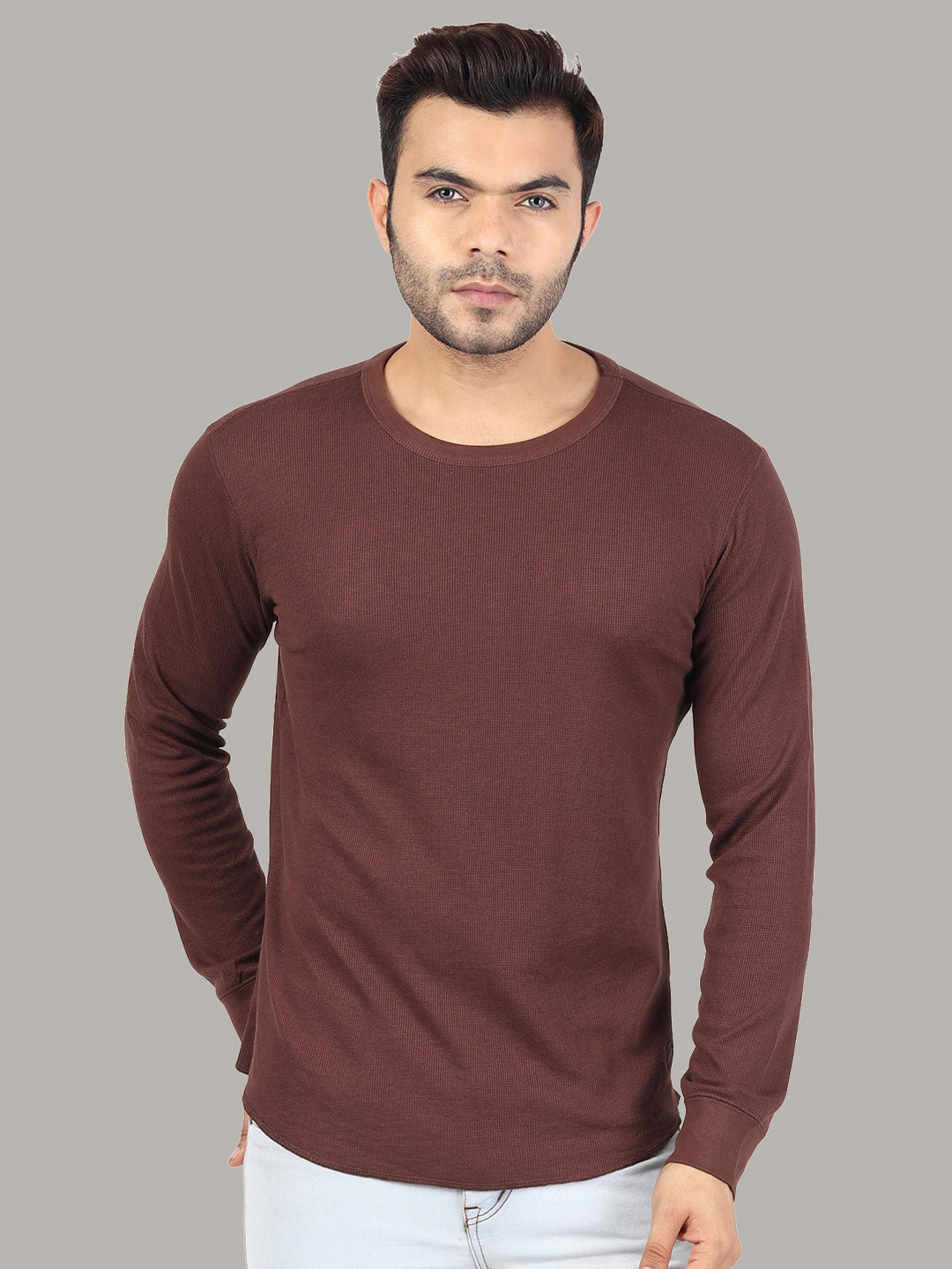 

Nimble Men Cotton T-shirt, Brown