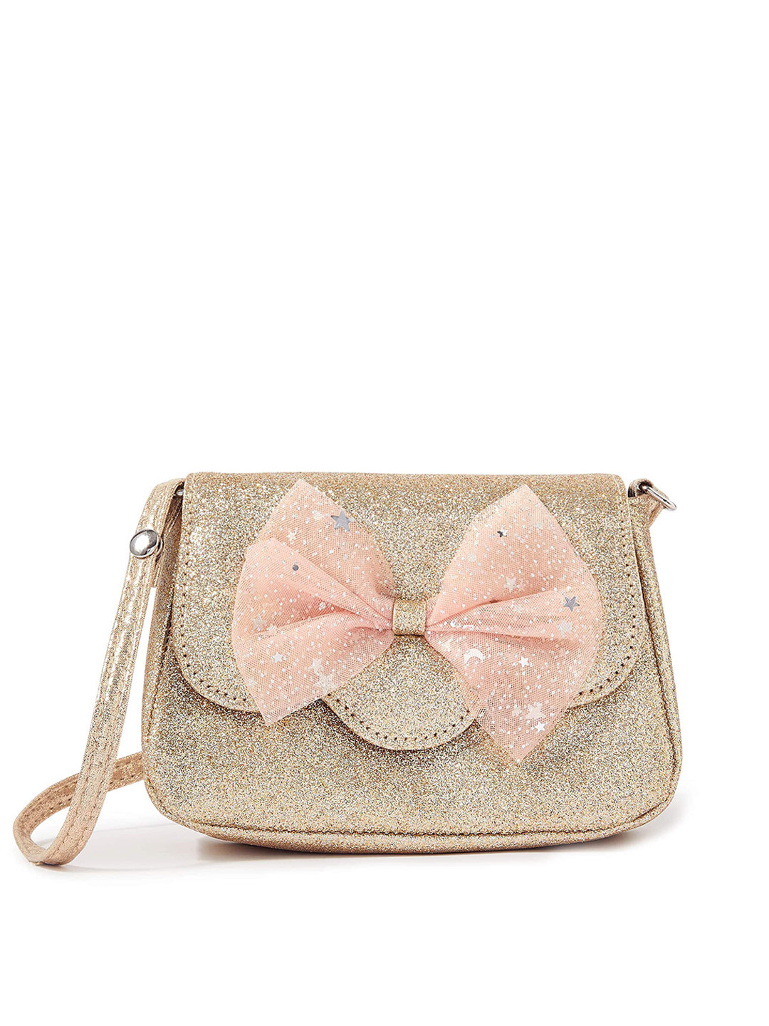 

Accessorize Embellished Structured Sling Bag with Bow Detail, Gold