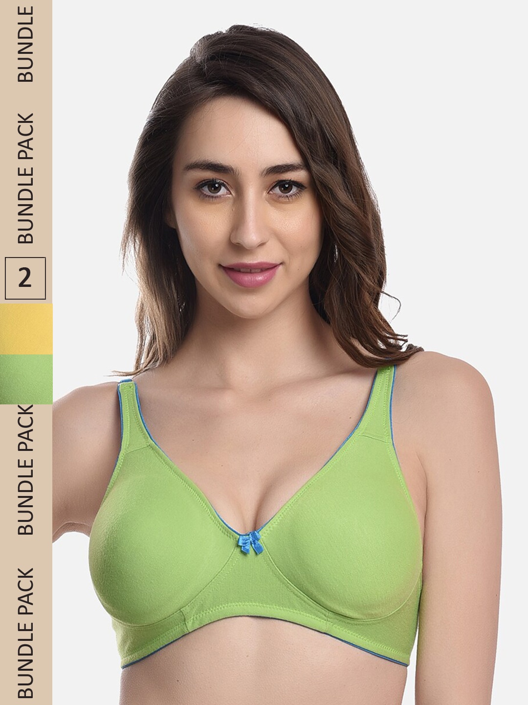 

FIMS Pack of 2 Non Padded Non Wired Everyday Bra, Green