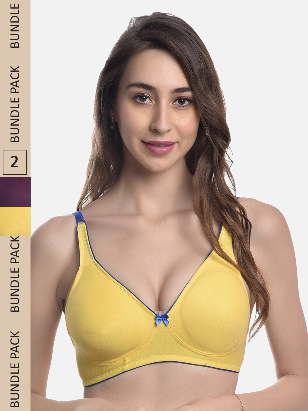 

FIMS Pack of 2 Non Padded Non Wired Everyday Bra, Yellow