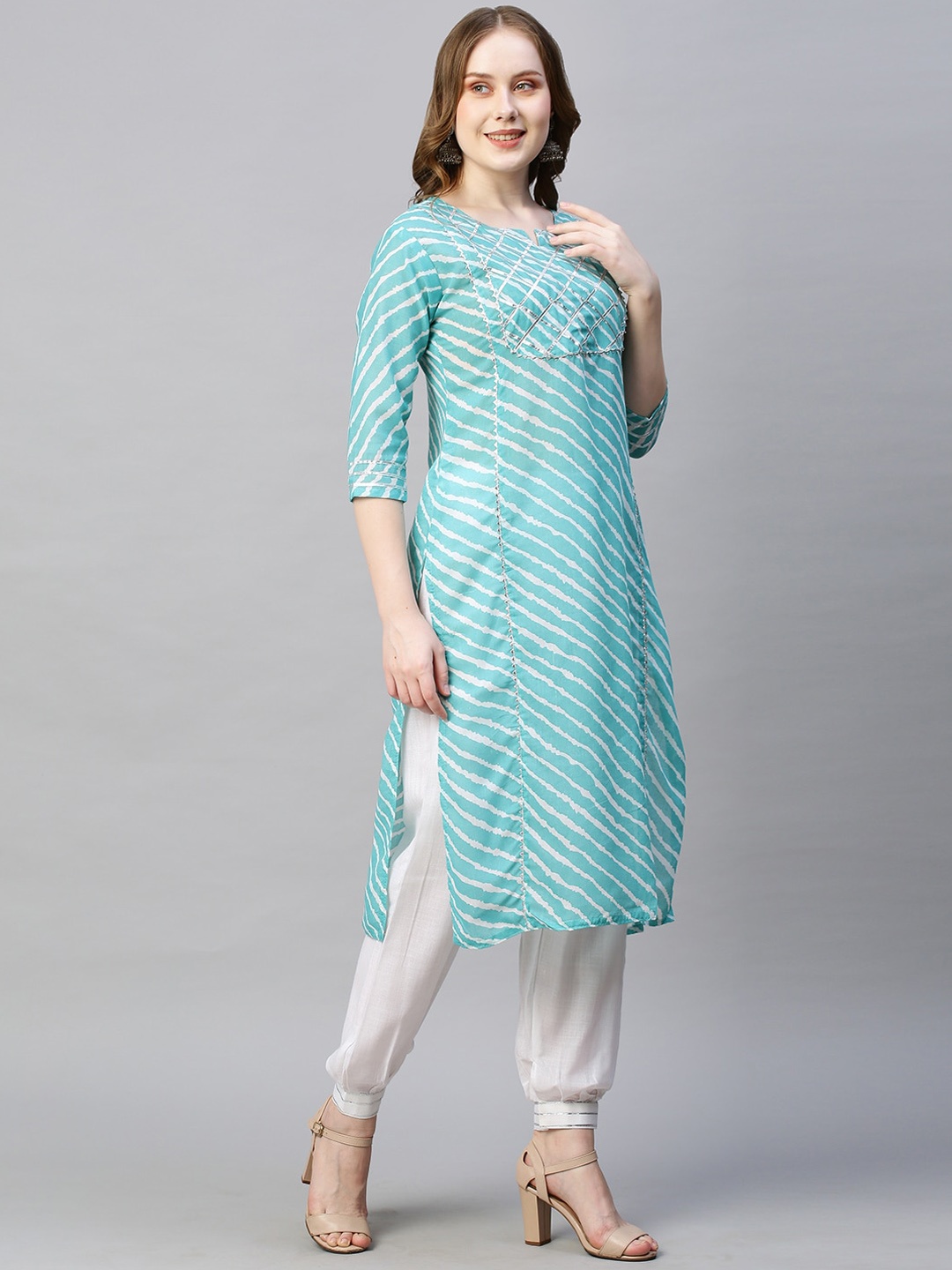 

POONAM DESIGNER Women Printed Pure Cotton Kurta with Trousers, Blue