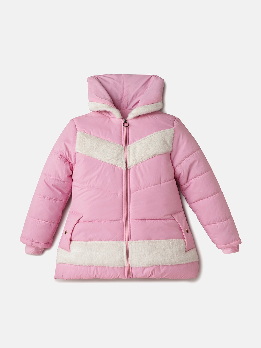 

The Boo Boo Club Girls Colourblocked Puffer Jacket, Pink