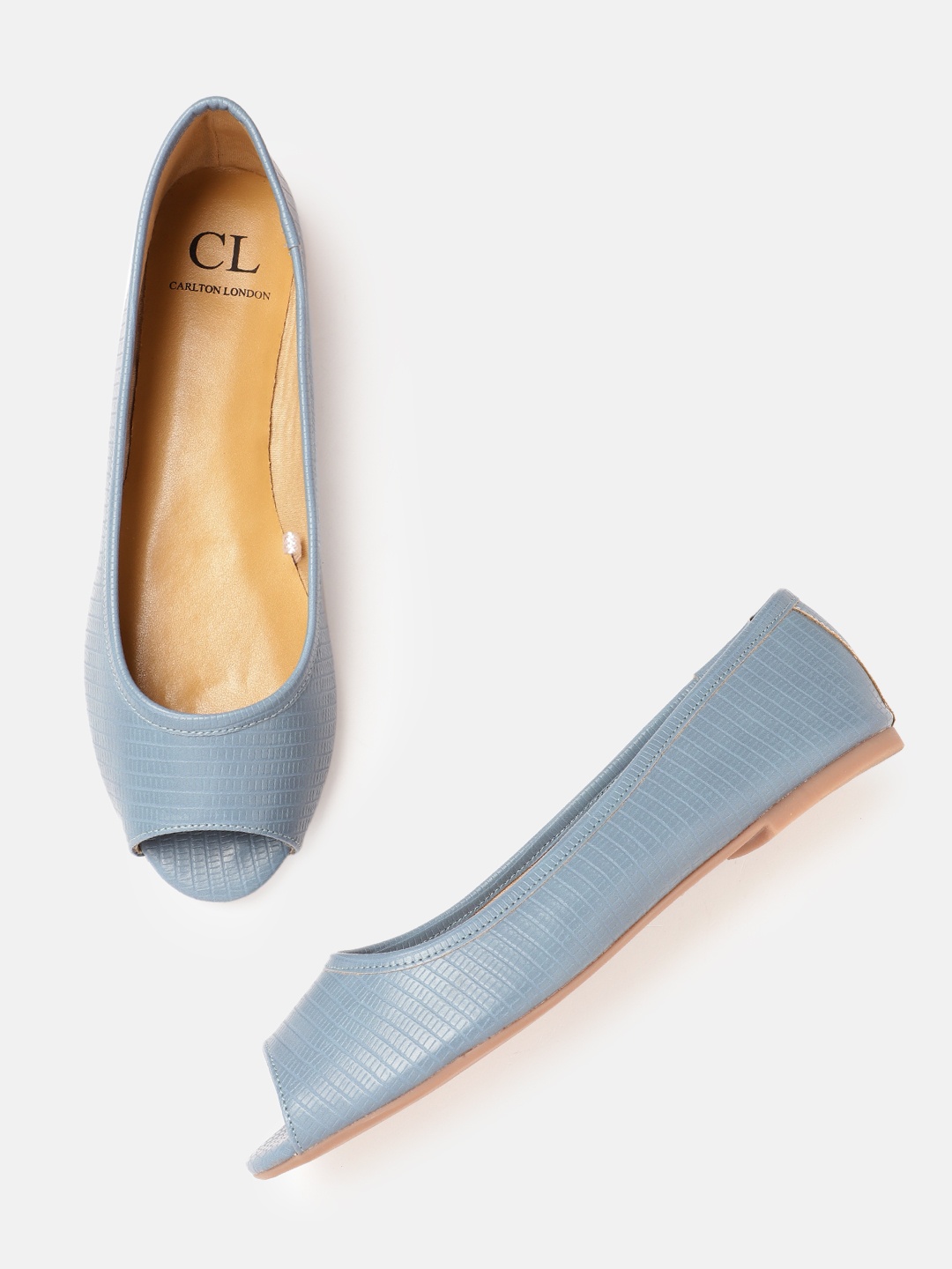 

Carlton London Snake Skin Textured Ballerinas, Blue