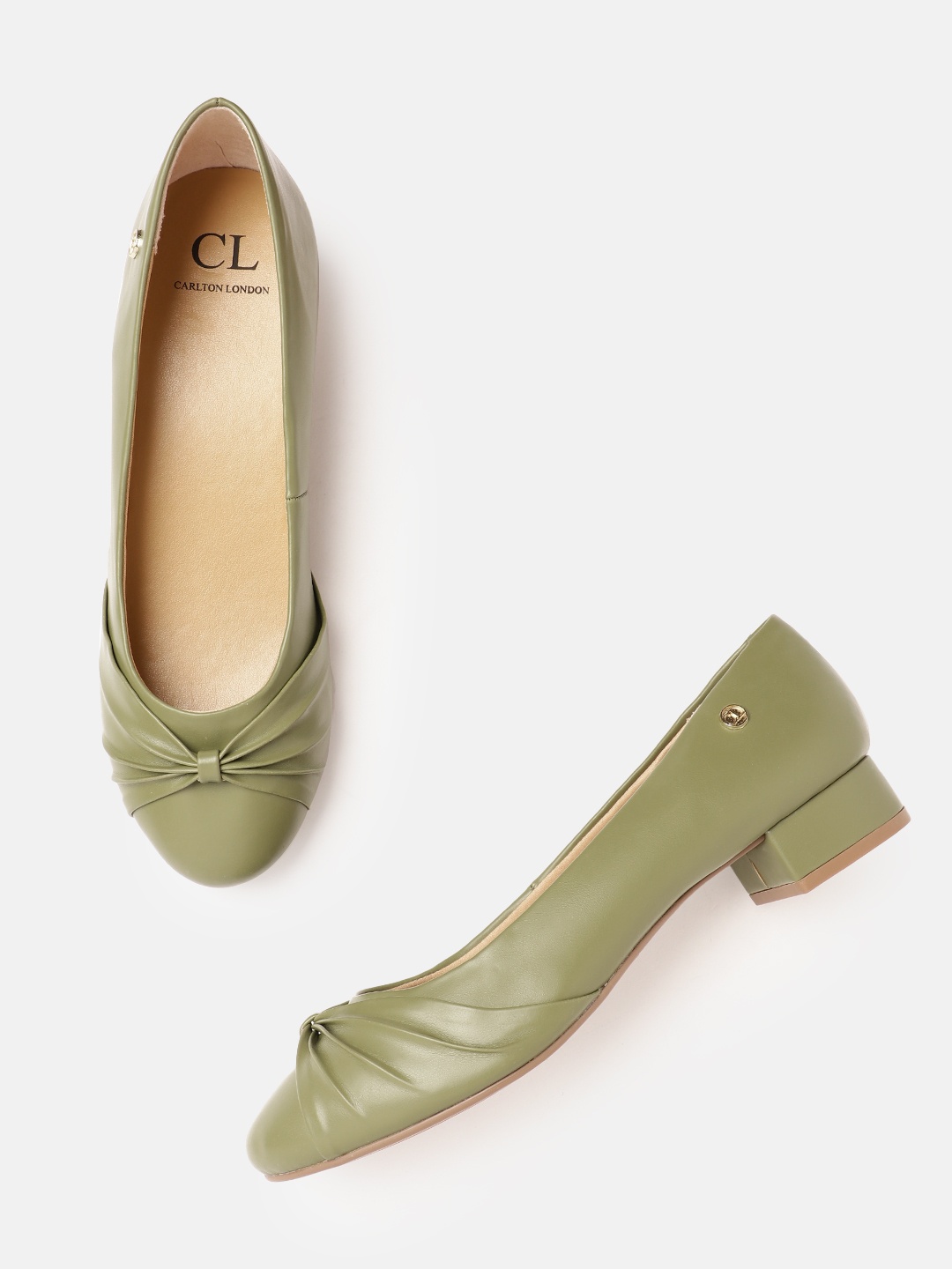 

Carlton London Round Toe Ballerinas with Upper Knot Detail, Olive