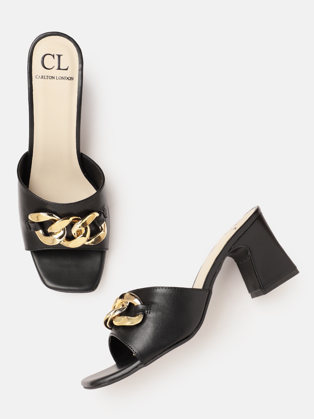 

Carlton London Linked Chain Embellished Block Heels, Black