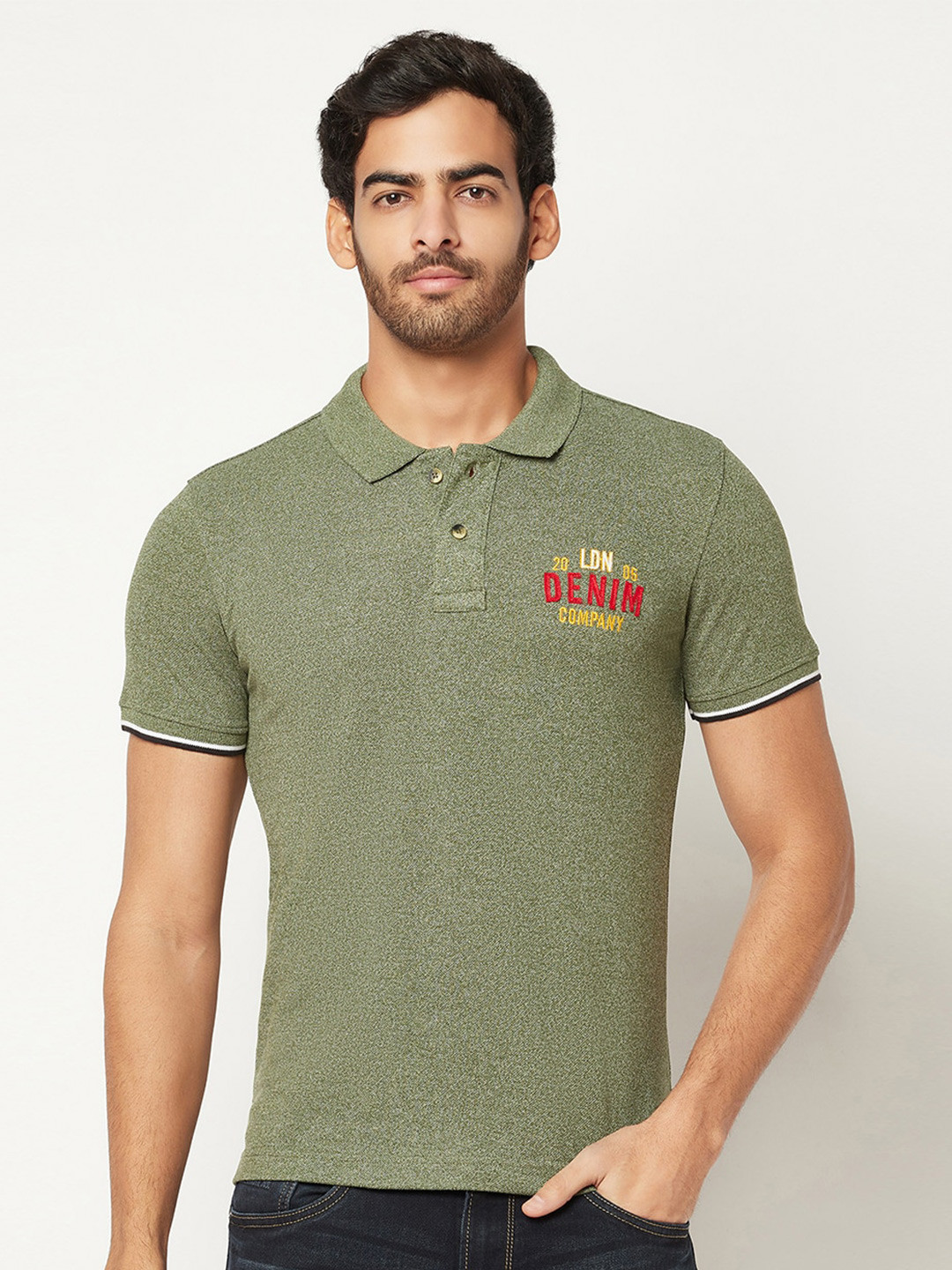 

Blue Buddha Men Polo Collar T-shirt, Green