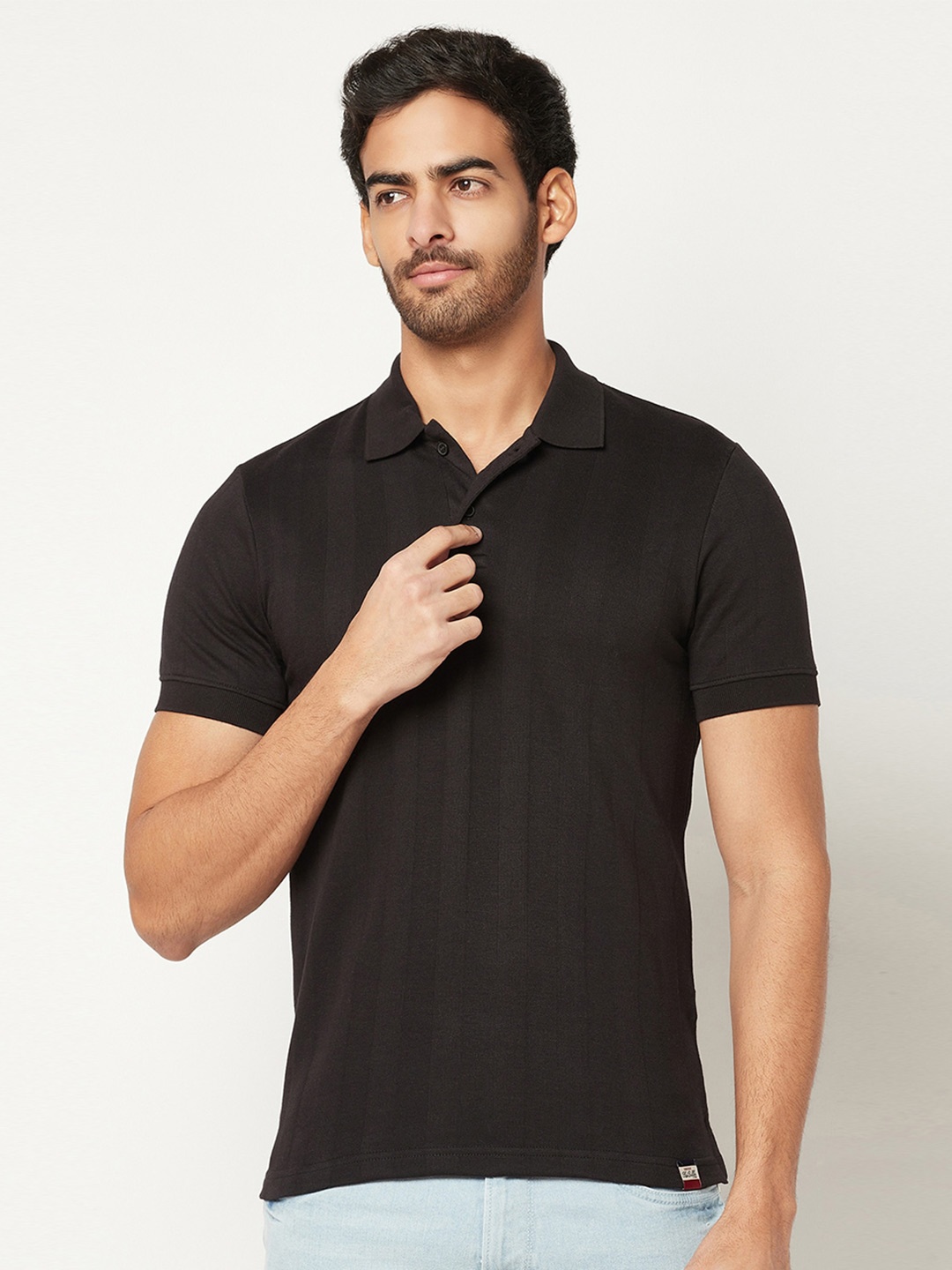 

Blue Buddha Men Polo Collar T-shirt, Black