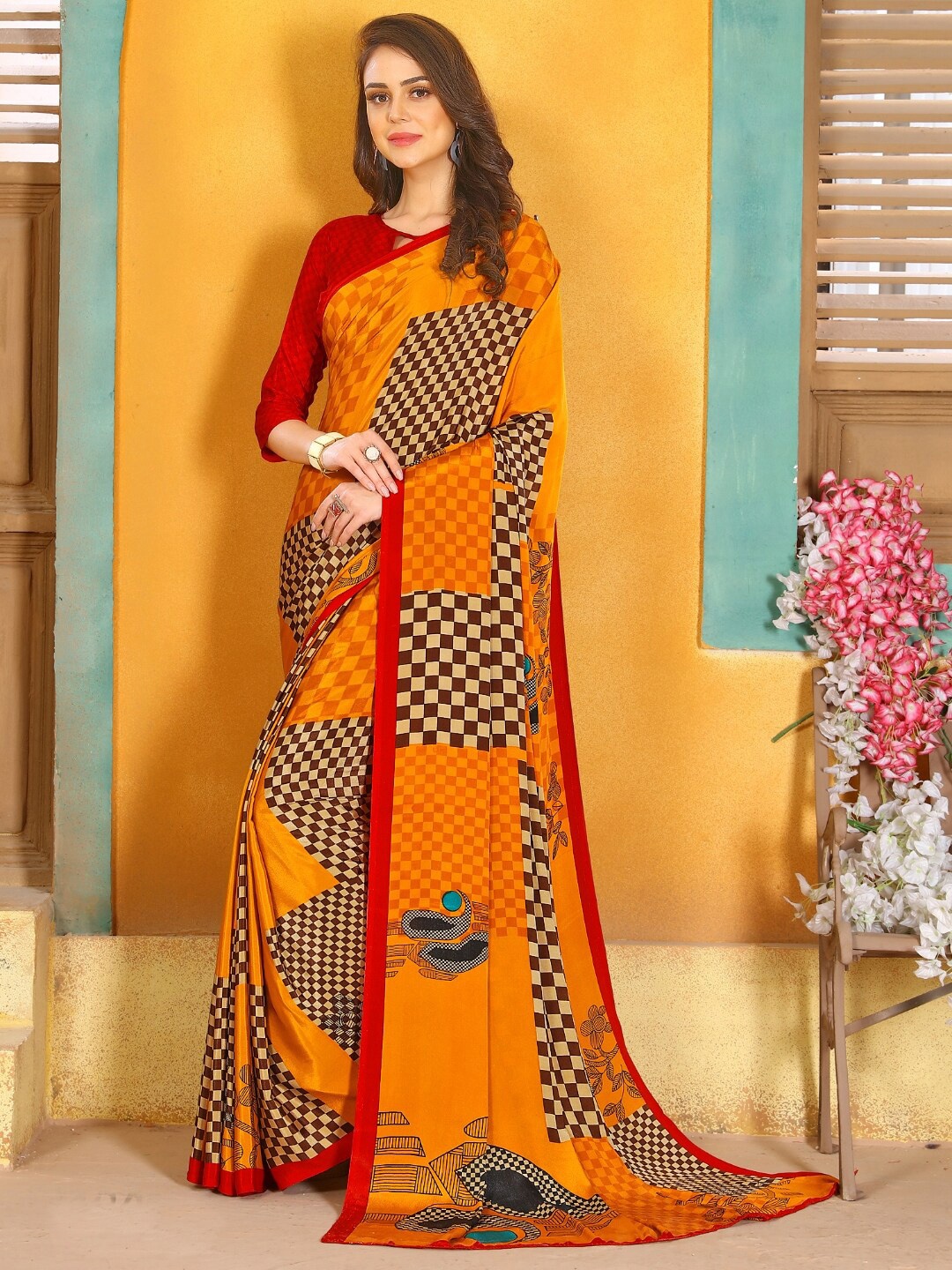 

Kasak Pure Crepe Saree, Yellow