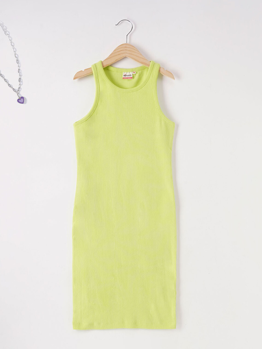 

edheads Girls Cotton Solid T-shirt Dress, Green