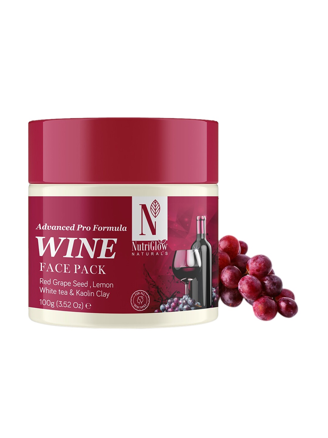 

NutriGlow Naturals Wine Face Pack 100gm, Maroon