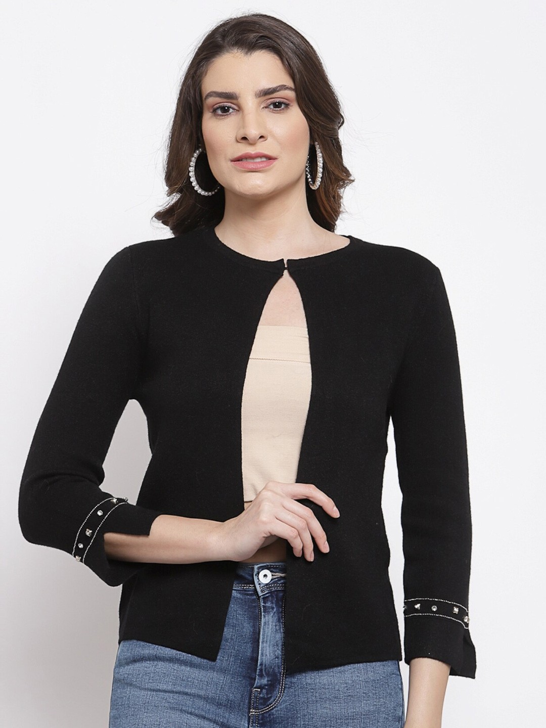 

Mafadeny Women Tie-Up Shrug, Black