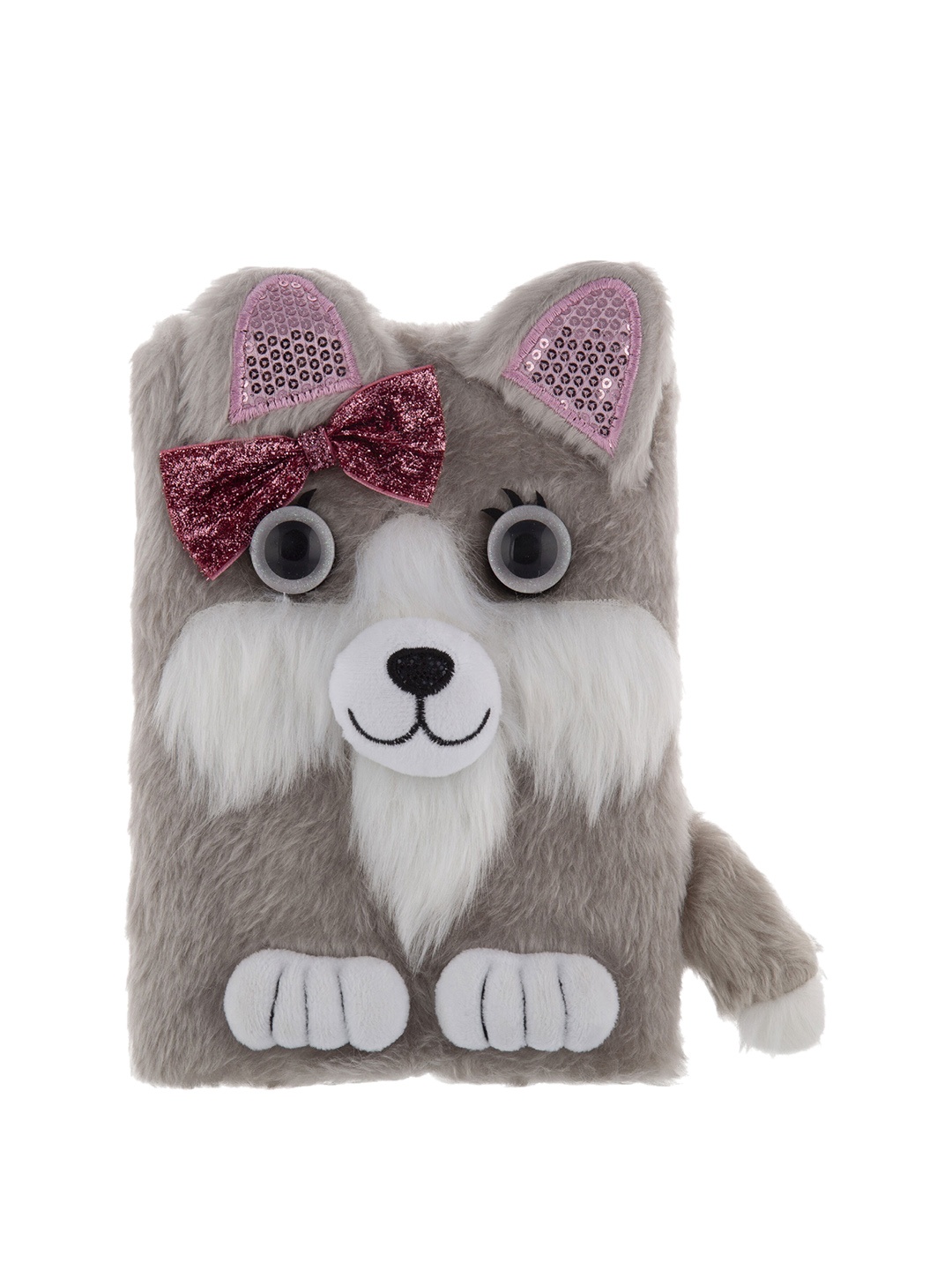 

Mirada Bow Bow The Puppy Plush Notebook, Grey