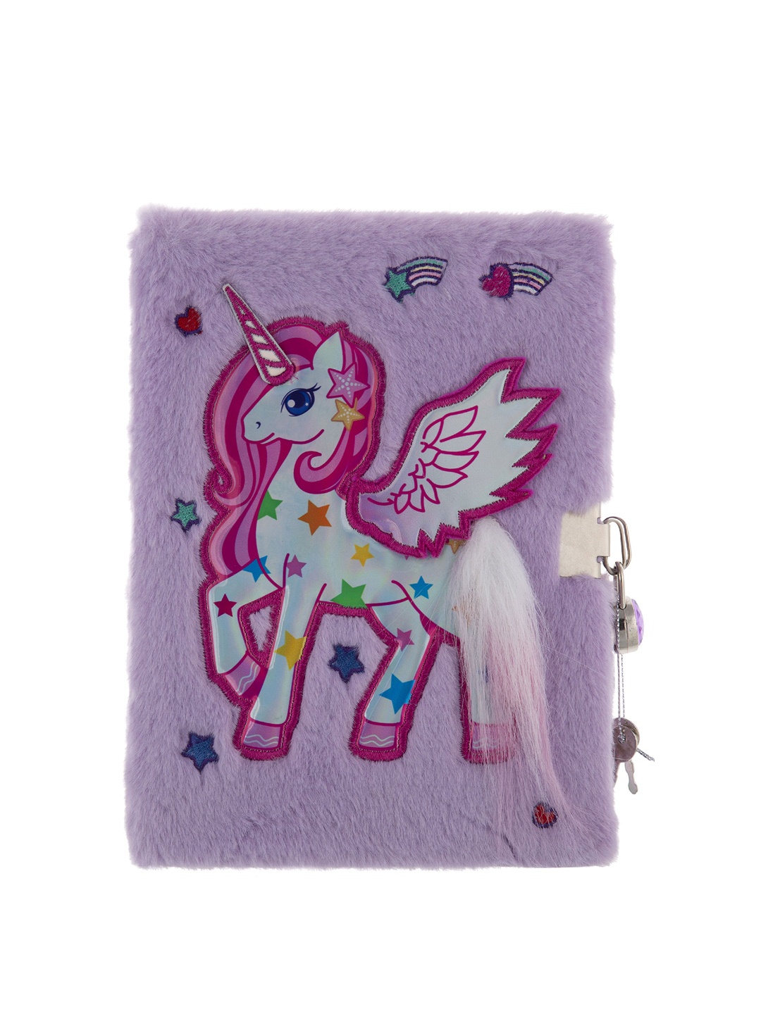 

Mirada Whimsical Unicorn Plush Notebook With Lock, Lavender