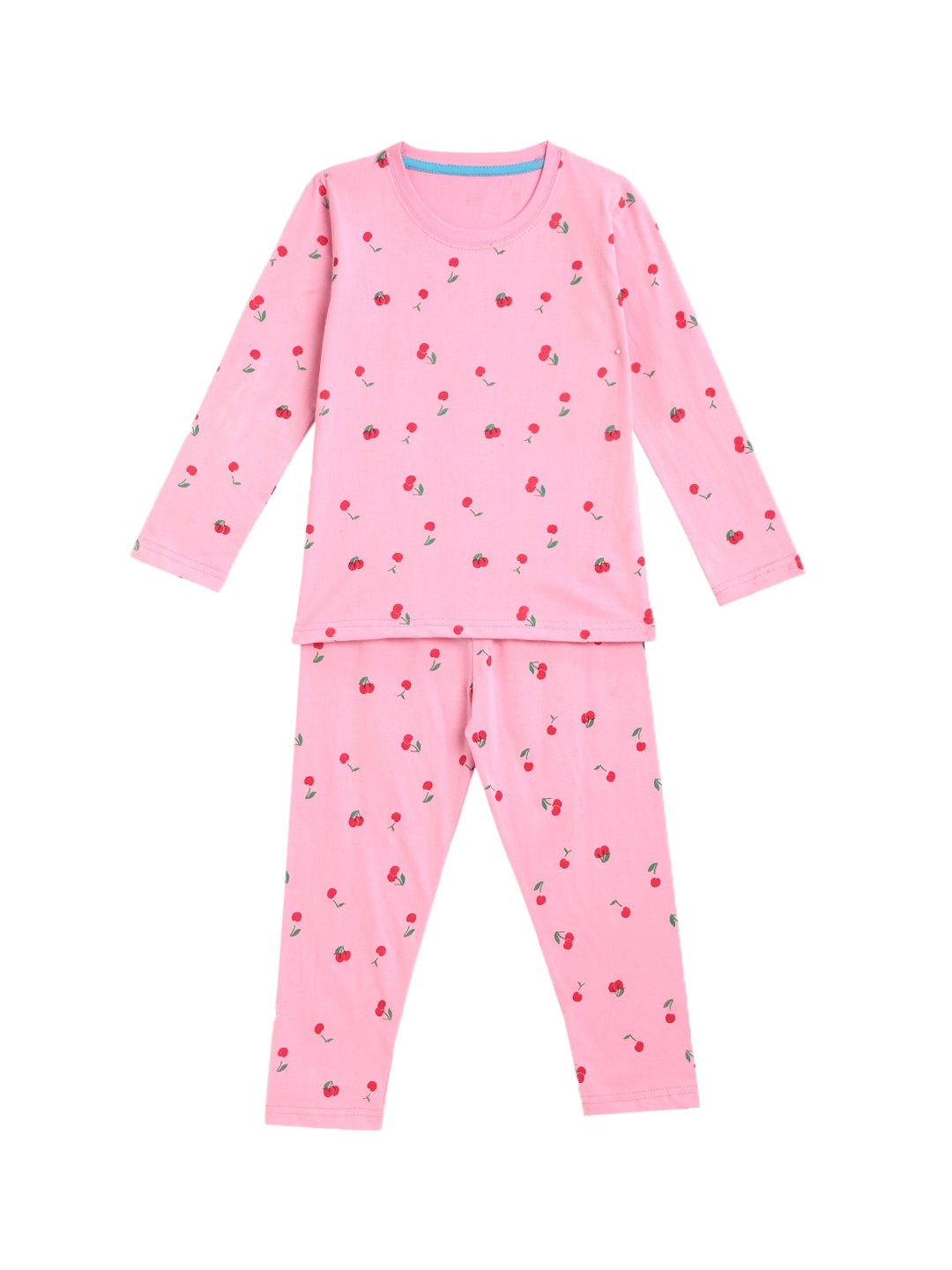 

HERE&NOW Girls Printed Cotton Night suit, Pink