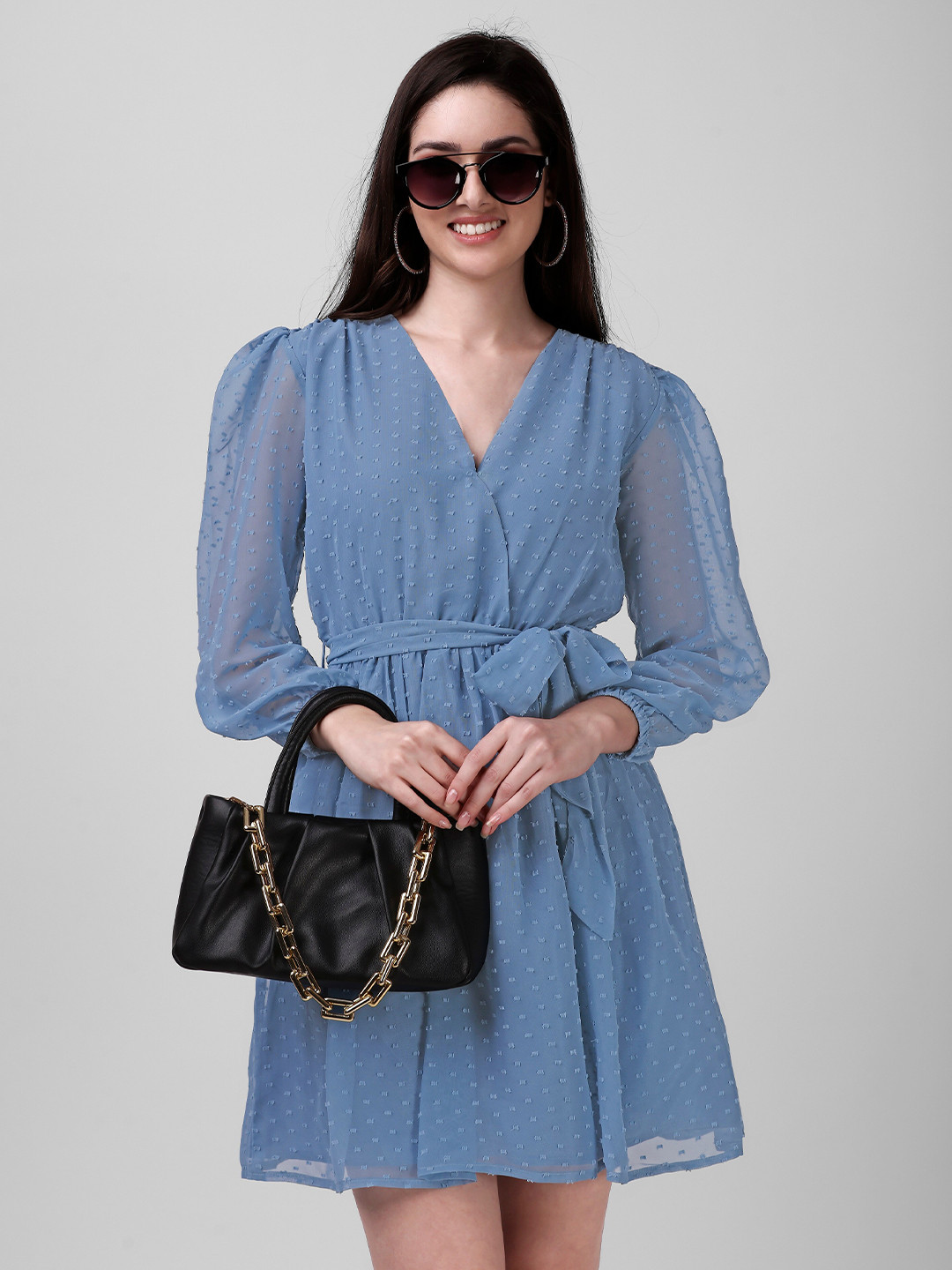 

Sarvayog Fashion Georgette Mini Dress, Blue