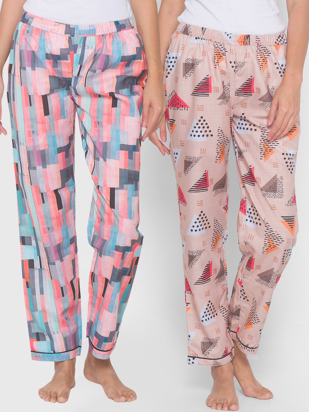 

FashionRack Women Pack of 2 Printed Cotton Lounge Pants, Pink