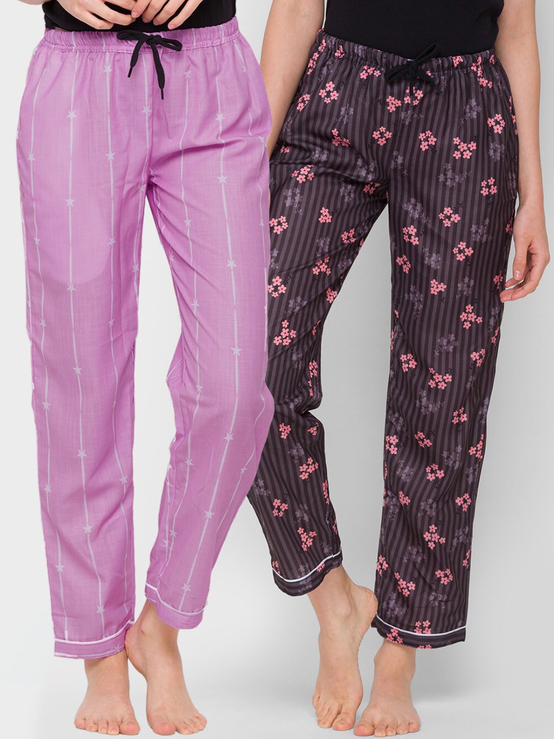 

FashionRack Women Pack of 2 Printed Cotton Lounge Pants, Purple