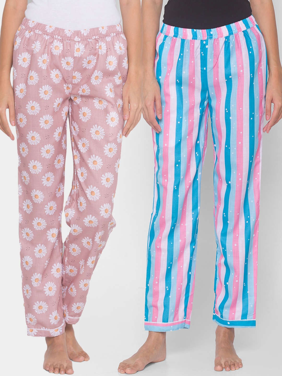 

FashionRack Women Pack of 2 Printed Cotton Lounge Pants, Pink