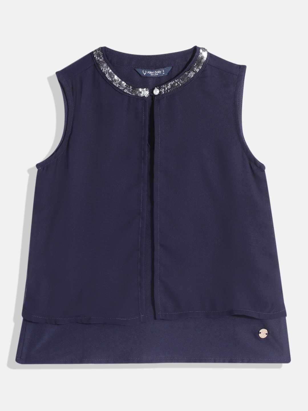 

Allen Solly Junior Girls Embellished Top, Navy blue
