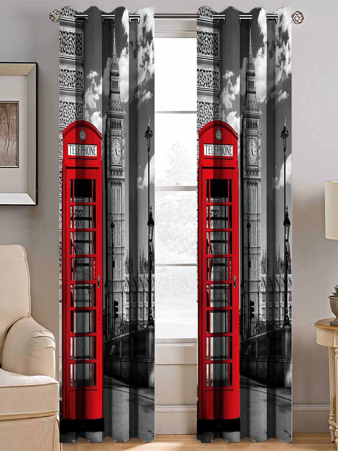 

BELLA TRUE Grey & Red Set of 2 Quirky Room Darkening Door