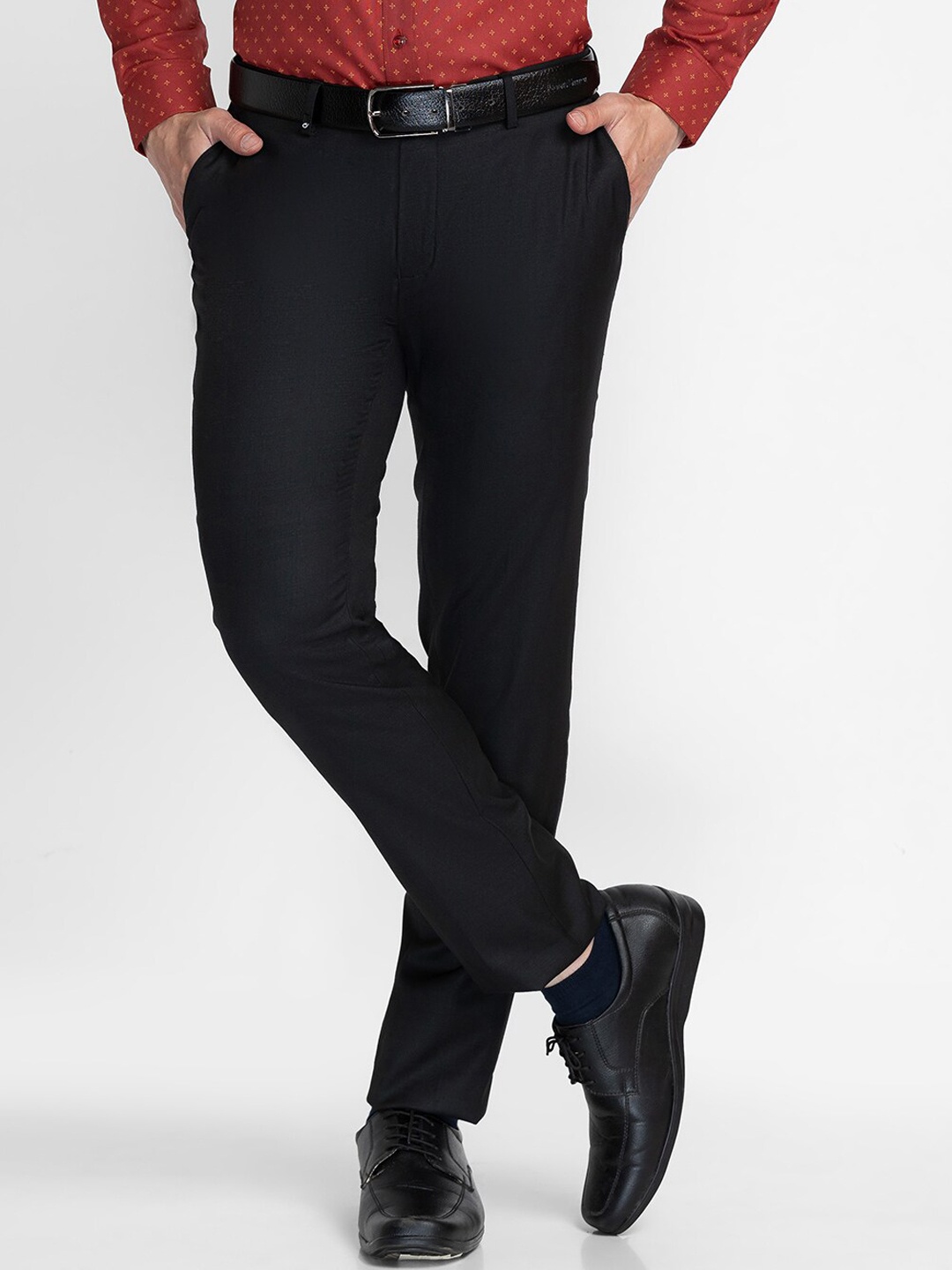 

Oxemberg Men Slim Fit Formal Trouser, Black