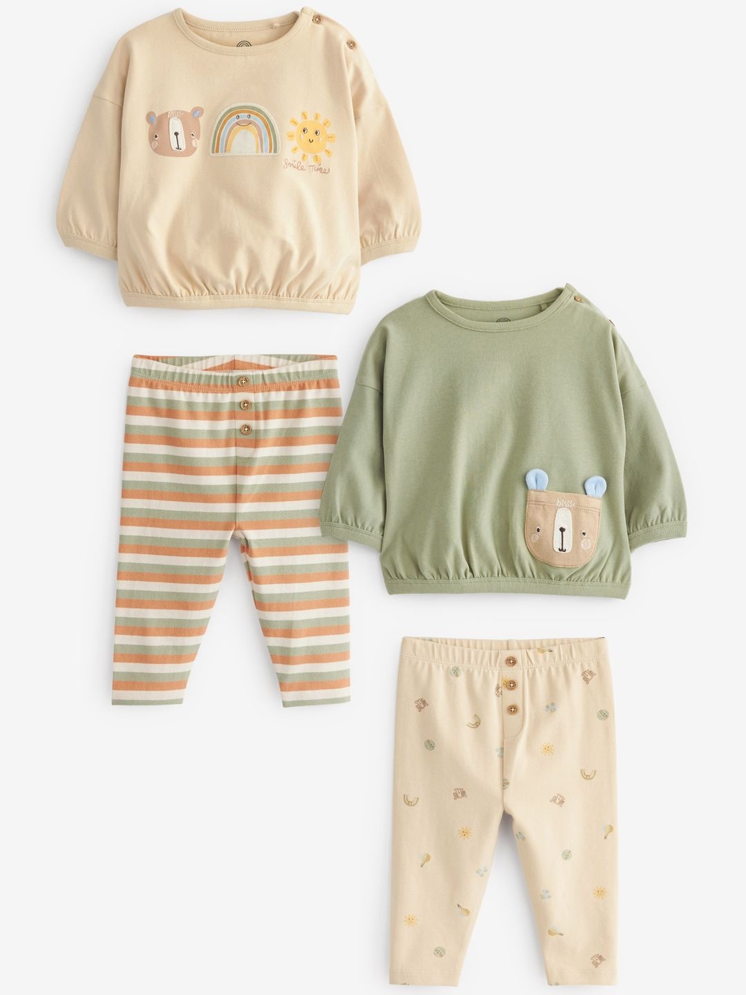 

NEXT Infant Boys Pack of 2 T-shirt with Trousers, Beige