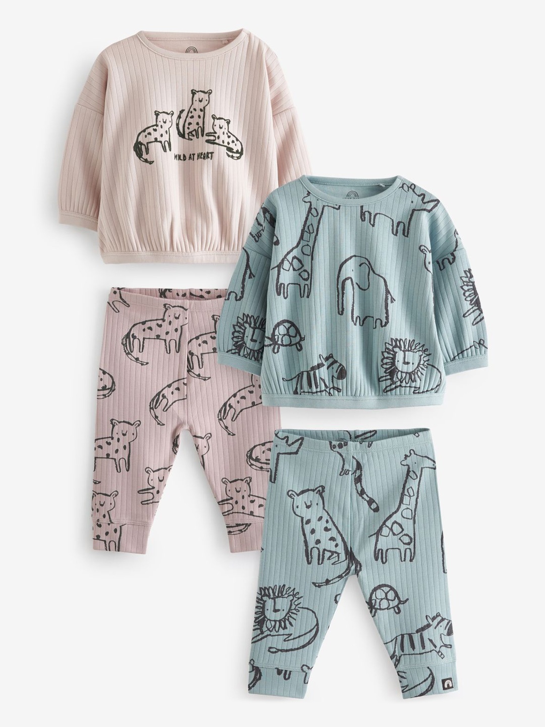 

NEXT Infant Boys Pack Of 2 Conversational Print Pure Cotton T-Shirt With Joggers, Pink