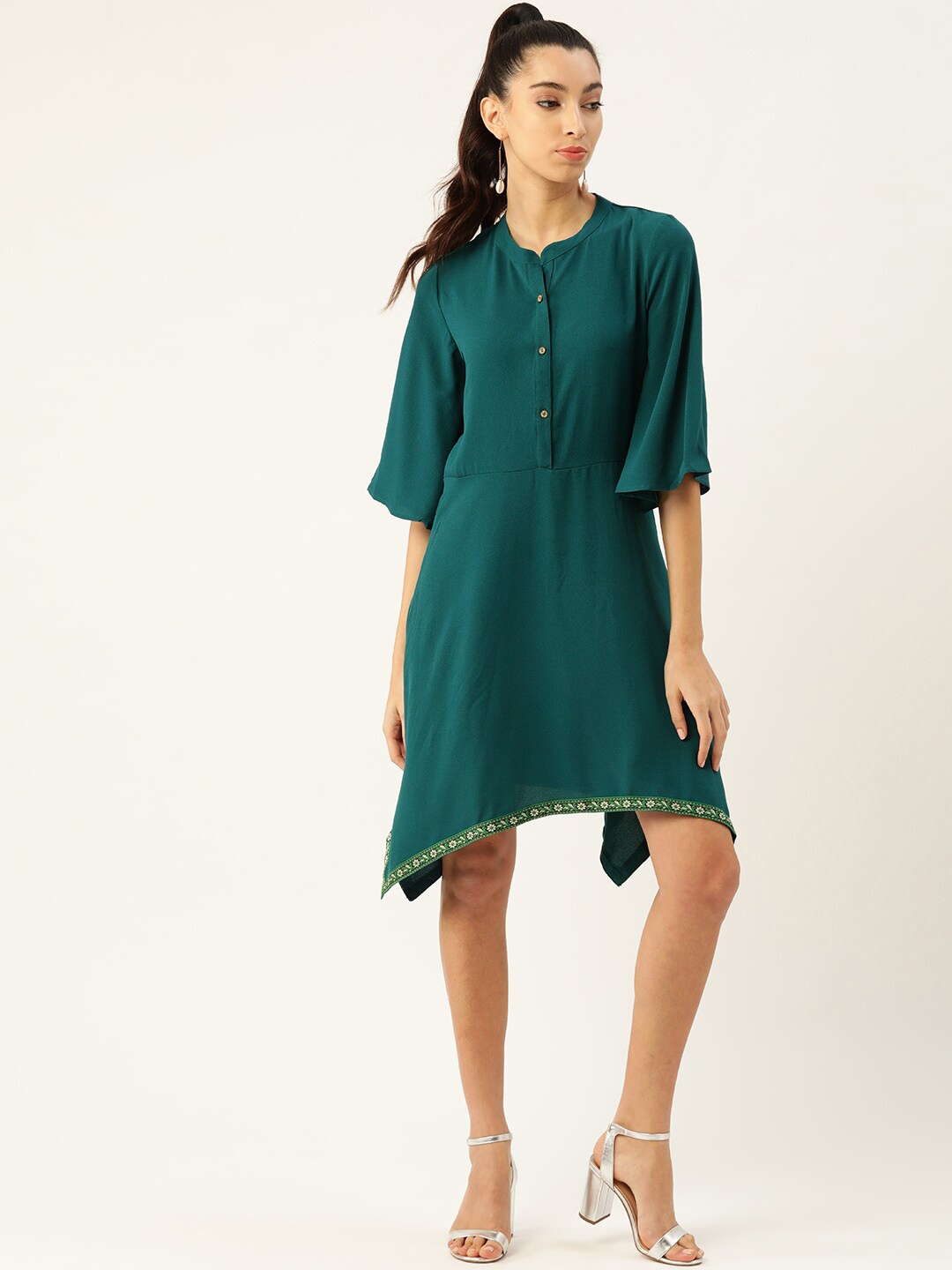 

DODO & MOA Women Crepe A-Line Dress, Teal