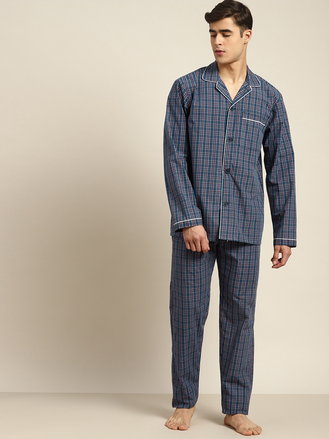 

Hancock Checked Pure Cotton Pyjama Set, Blue
