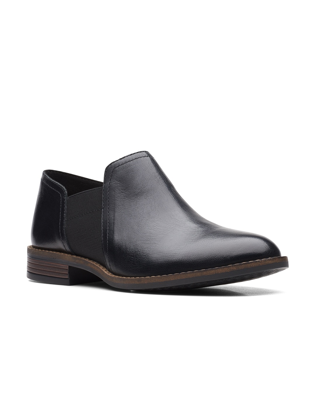 

Clarks Women Leather Slip-On Shoes, Black
