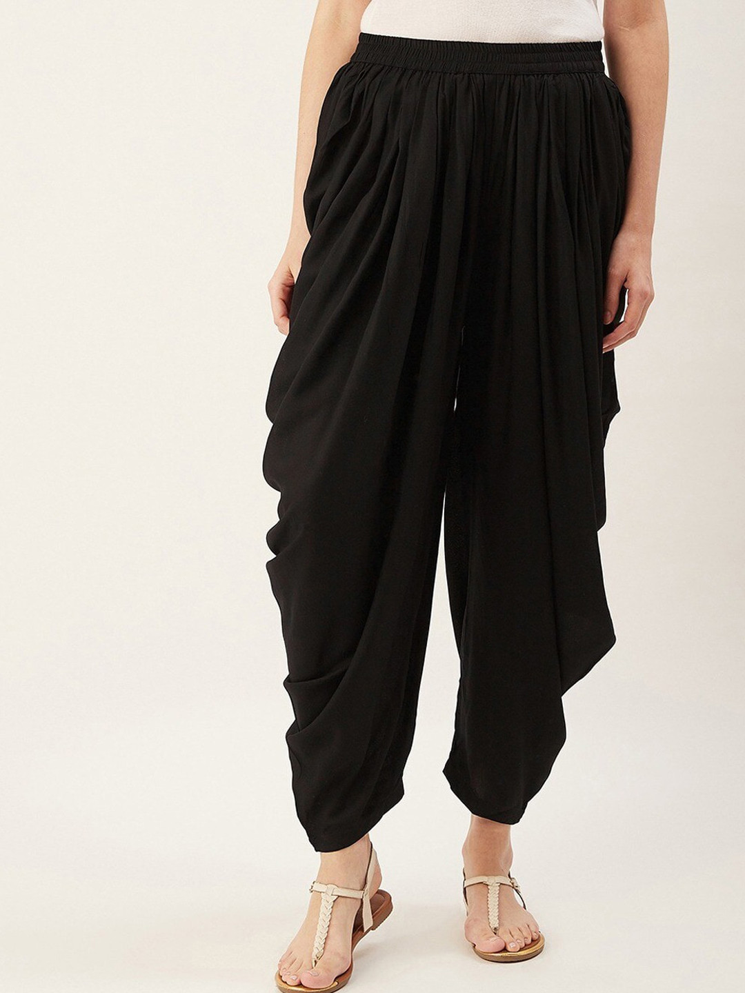 

fabGLOBAL Women Rayon Loose-Fit Patiala, Black