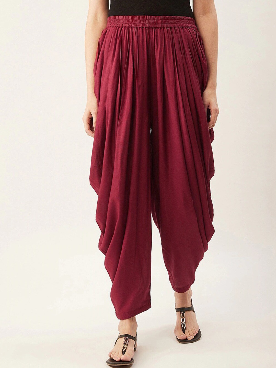

fabGLOBAL Women Rayon Loose-Fit Patiala, Maroon