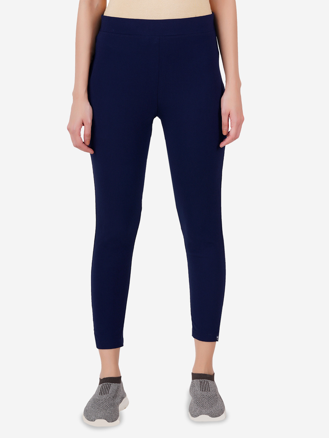 

indian flower Women Original Slim Fit Trousers, Navy blue