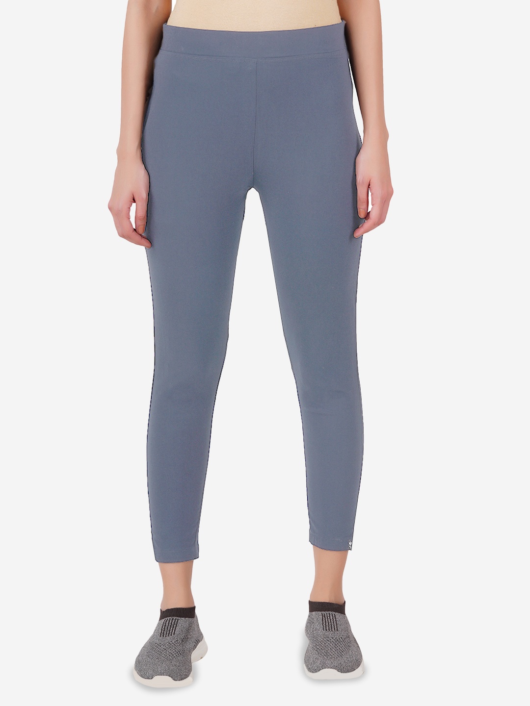 

indian flower Women Original Slim Fit Trousers, Grey