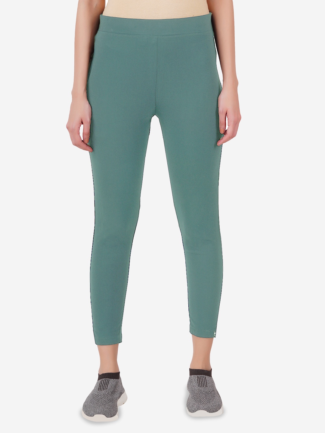

indian flower Women Original Slim Fit Trousers, Green