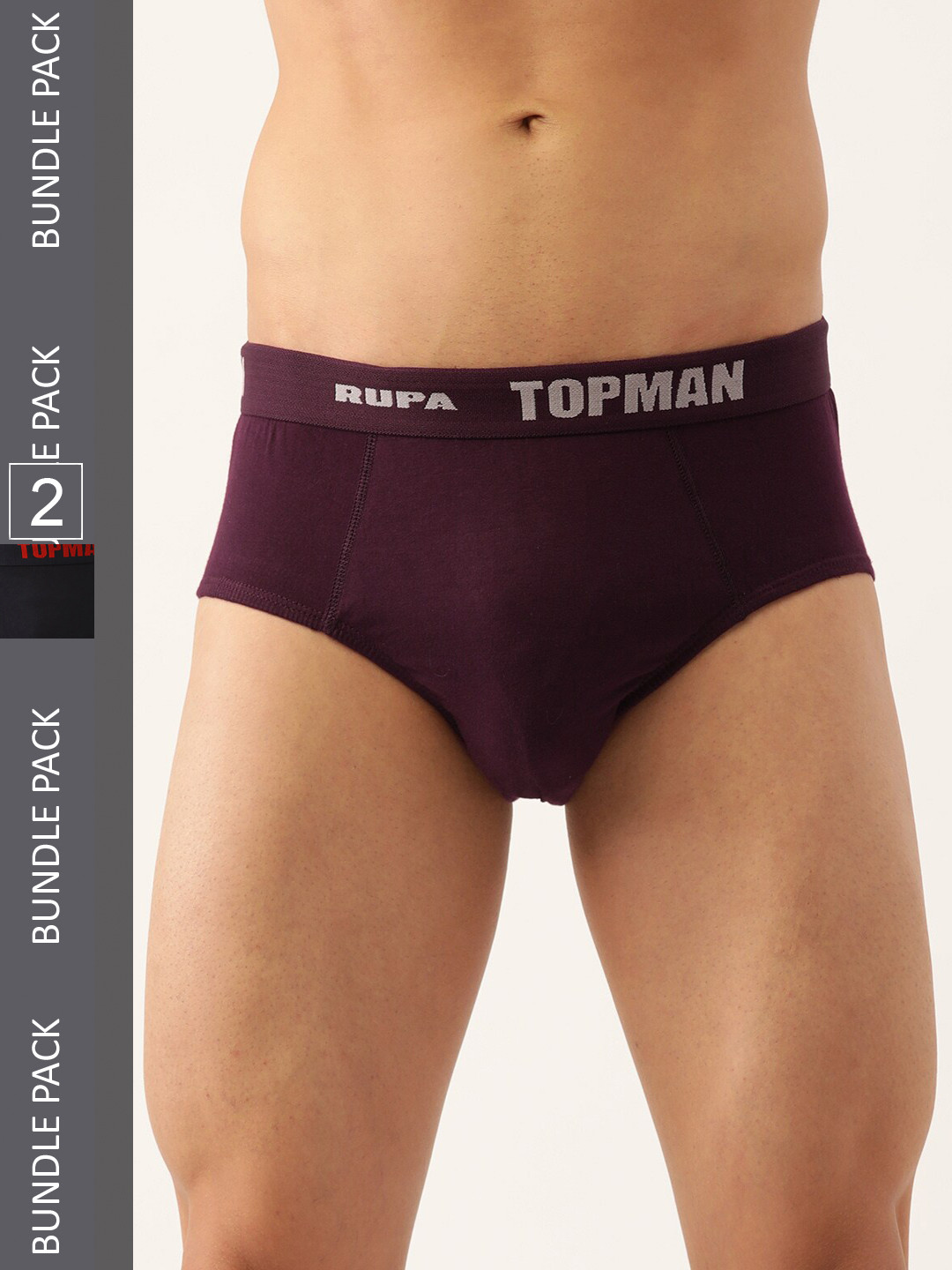 

Rupa TOPMAN Men Pack Of 2 Hipster Anti-Microbial Briefs TOPMAN BRIEF (OE)-Navy & Maroon-95, Navy blue
