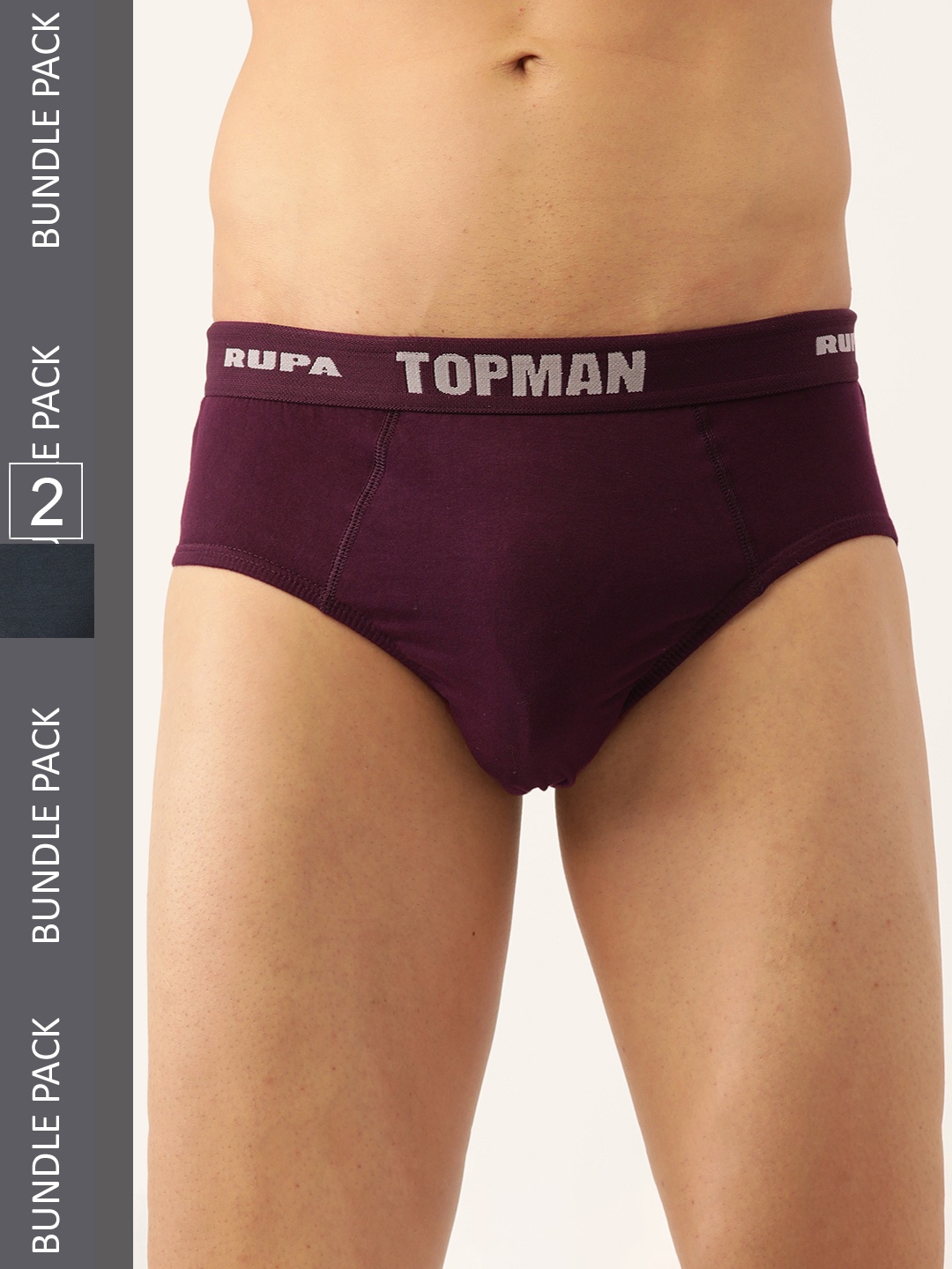 

Rupa Men Pack Of 2 Cotton Hipster Briefs, Navy blue