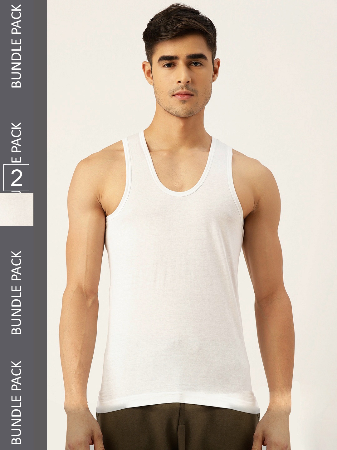 

Rupa Men Pack Of 2 Cotton Innerwear Basic Vests, White