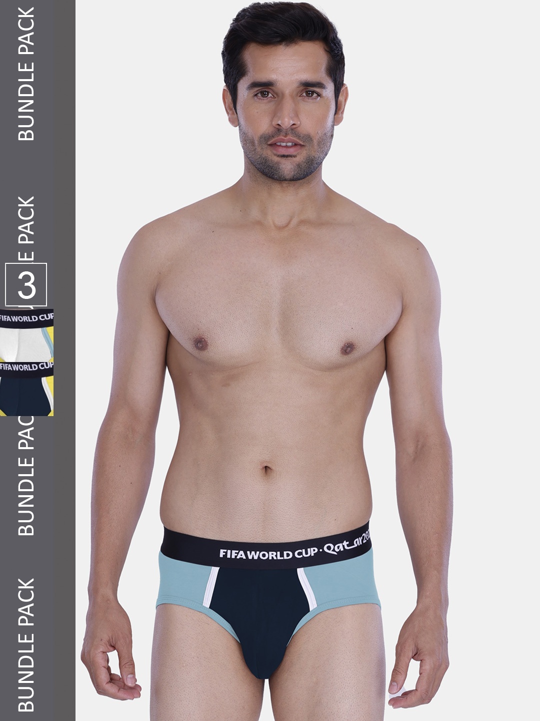 

FREECULTR Men Pack Of 3 Color-Blocked Anti Microbial Basic Briefs, Blue