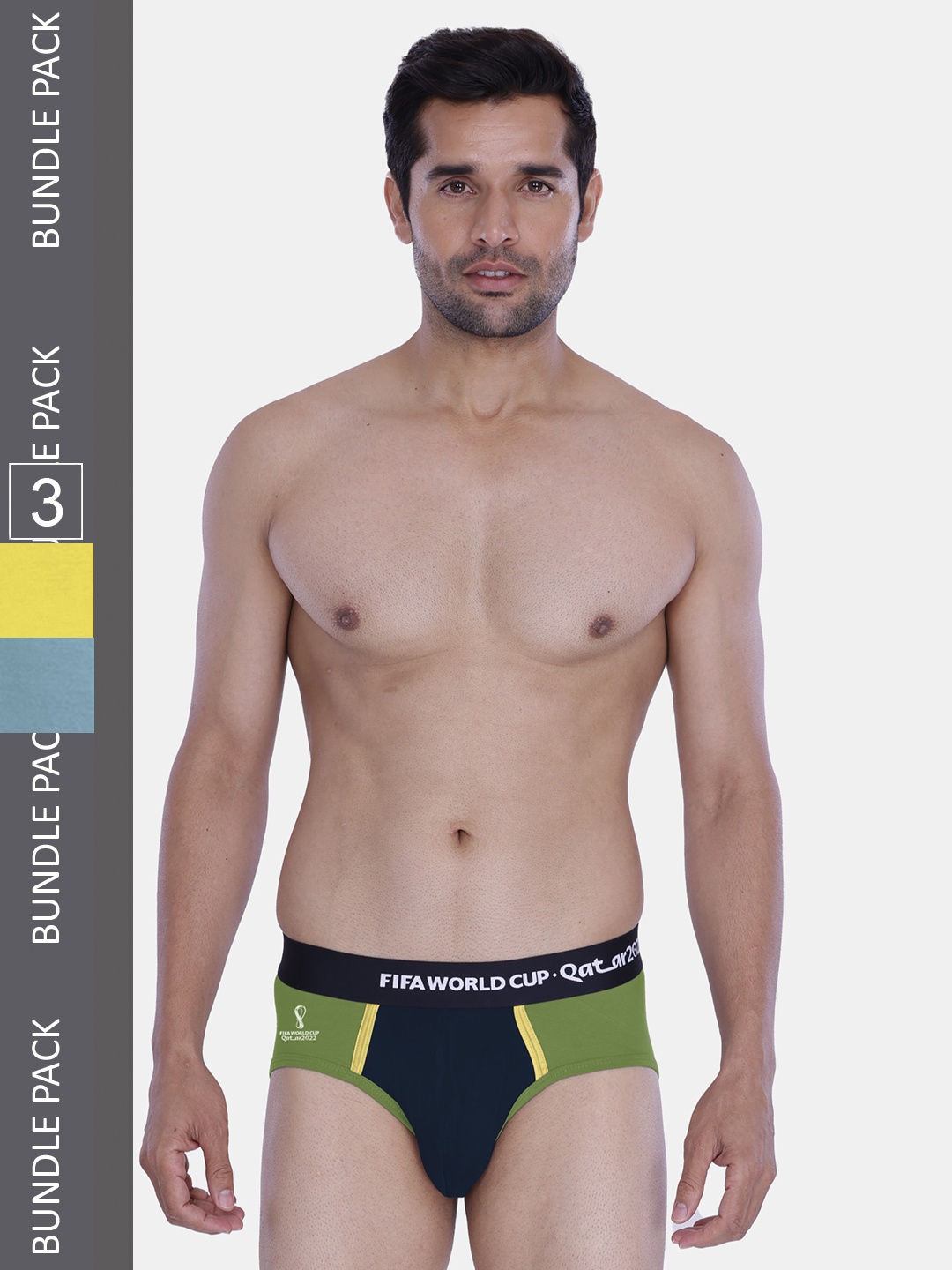 

FREECULTR Men Pack Of 3 Colourblocked Anti Microbial Basic Briefs, Green